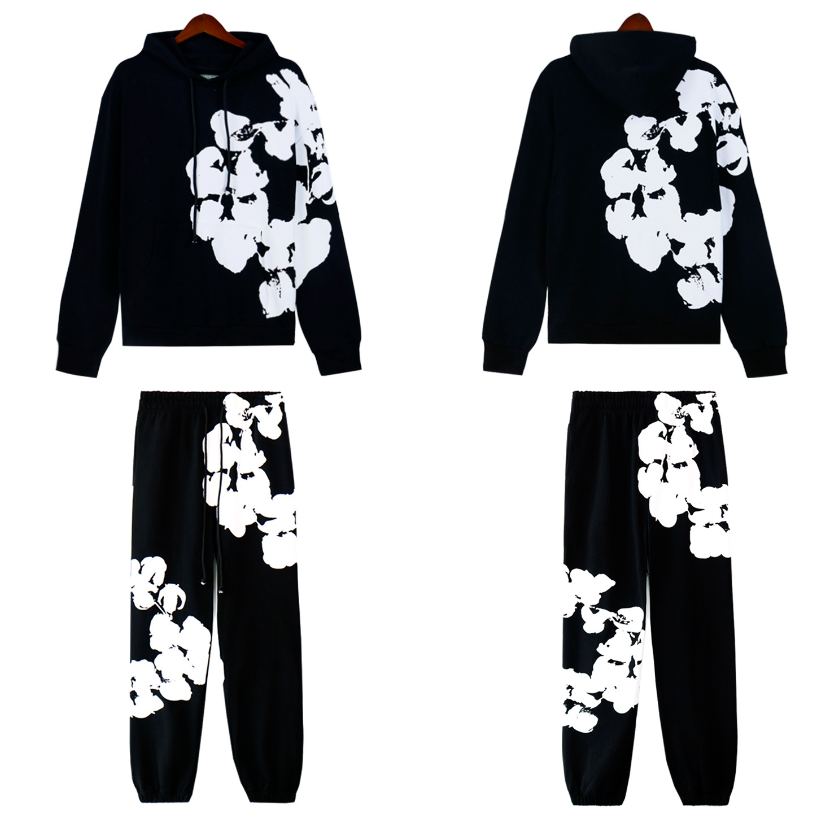 Men’s Denim Hoodie & Jeans Set – 2 Piece Streetwear Outfit – Jacket with Hood + Pants